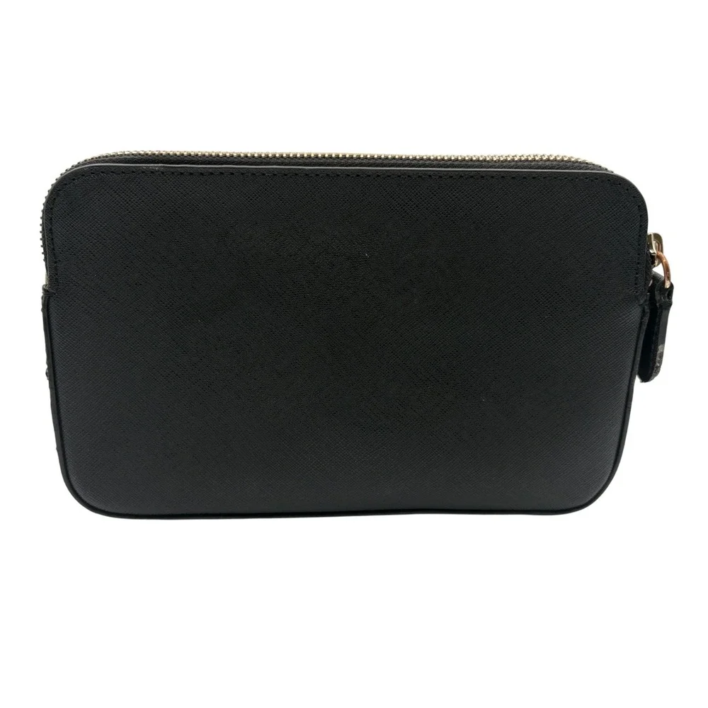 DKNY Crossbody Bag Womens Small‎ Black Excellent Saffiano Leather Gold Logo